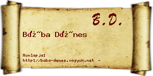 Bába Dénes névjegykártya